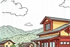 夏日铁皮屋顶被雨水敲打的横版画面