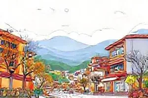 海边邮局信箱与远方灯塔的横版画面