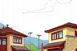 雨天里有人向陌生人递伞的横版画面